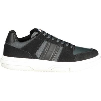 Tommy Hilfiger Hommes, Baskets, Black Leather Men Sneaker, Noir, (40) - Publicité Tommy Hilfiger Hommes, Baskets, Black Leather Men Sneaker, Noir, (40) - Publicité