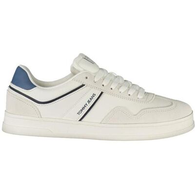 Tommy Hilfiger Hommes, Baskets, White Polyurethane Men's Sneaker, Blanc, (46) - Publicité Tommy Hilfiger Hommes, Baskets, White Polyurethane Men's Sneaker, Blanc, (46) - Publicité