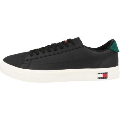Tommy Hilfiger Hommes, Baskets, Tommy Jeans Leather Vulcanized - 55857, Noir, (43) - Publicité Tommy Hilfiger Hommes, Baskets, Tommy Jeans Leather Vulcanized - 55857, Noir, (43) - Publicité