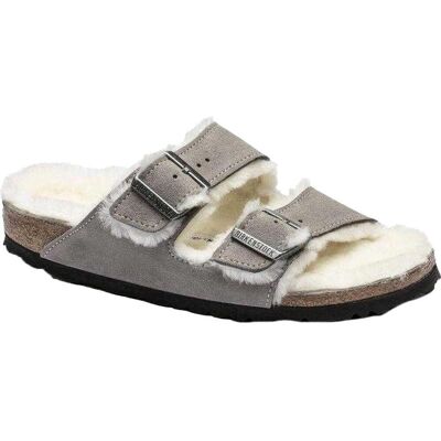Birkenstock, Unisexe, Sandales, Arizona Fur(Sandals), Gris, (44) - Publicité Birkenstock, Unisexe, Sandales, Arizona Fur(Sandals), Gris, (44) - Publicité