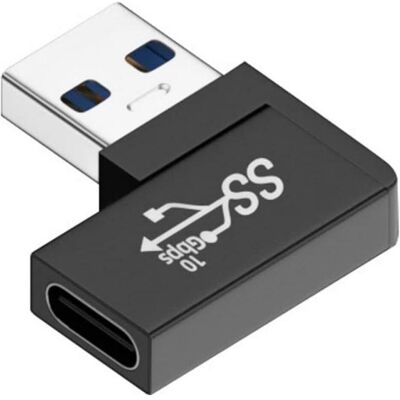 PowerGuard Adaptateur USB-A vers USB-C à angle de 90 degrés à gauche (mâle/femelle) (100 W), Câble USB - Publicité PowerGuard Adaptateur USB-A vers USB-C à angle de 90 degrés à gauche (mâle/femelle) (100 W), Câble USB - Publicité