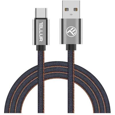 Câble Denim Bleu Tellur - 1m - Câble USB-C - Publicité Câble Denim Bleu Tellur - 1m - Câble USB-C - Publicité