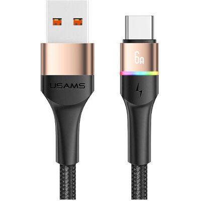 Usams US-SJ536 U76 Type-C 6A Fast Charging & Data Cable With Colorful Light 1.2m (1.20 m), Câble USB - Publicité Usams US-SJ536 U76 Type-C 6A Fast Charging & Data Cable With Colorful Light 1.2m (1.20 m), Câble USB - Publicité