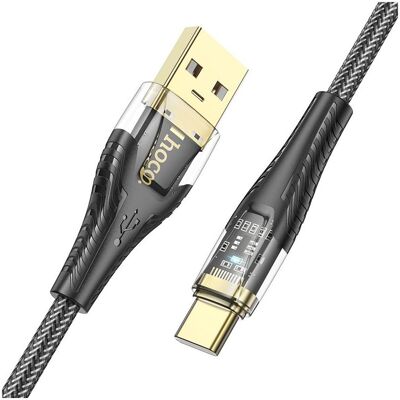 Hoco Cable Cable USB A to USB C 2,4A 1,2 m U121 black transparent (1.20 m, USB 2.0, 60 W), Câble USB - Publicité Hoco Cable Cable USB A to USB C 2,4A 1,2 m U121 black transparent (1.20 m, USB 2.0, 60 W), Câble USB - Publicité