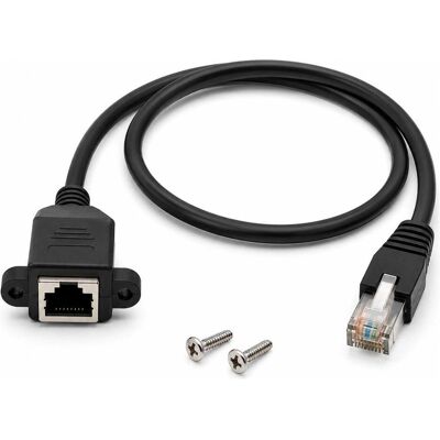 PowerGuard RJ45 Ethernet Panel Mount Extension Cable RJ45 Male to Female 0.5m, Câble vidéo, Noir - Publicité PowerGuard RJ45 Ethernet Panel Mount Extension Cable RJ45 Male to Female 0.5m, Câble vidéo, Noir - Publicité