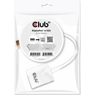 Club 3D Displayport vers (VGA, 25 cm), Adaptateur données + vidéo, Blanc - Publicité Club 3D Displayport vers (VGA, 25 cm), Adaptateur données + vidéo, Blanc - Publicité