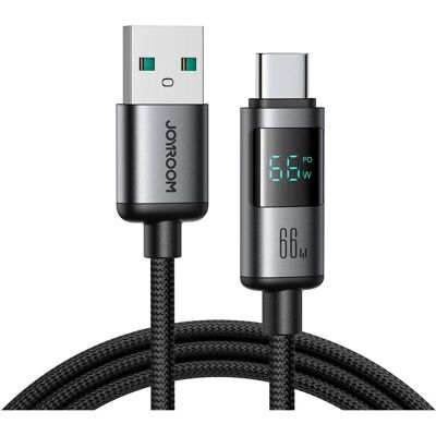 Joyroom USB-A to USB-C fast charging cable with display, 66W, 1.2m (1.20 m, USB 2.0, 66 W), Câble USB - Publicité Joyroom USB-A to USB-C fast charging cable with display, 66W, 1.2m (1.20 m, USB 2.0, 66 W), Câble USB - Publicité
