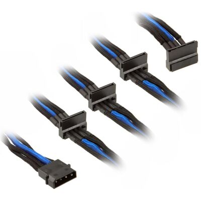 Silverstone SST-PP07-BTSBA - Câble d'extension d'alimentation 30cm Molex vers 4X SATA, noir/bleu (30 cm), Câble interne (PC) - Publicité Silverstone SST-PP07-BTSBA - Câble d'extension d'alimentation 30cm Molex vers 4X SATA, noir/bleu (30 cm), Câble interne (PC) - Publicité