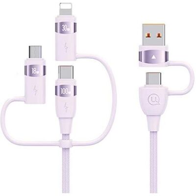 Usams US-SJ646 U85 PD100W A+C to C+L+M 6in1 Fast Charging Cable 2m (2 m, USB 3.2 Gen 1, 100 W), Câble USB - Publicité Usams US-SJ646 U85 PD100W A+C to C+L+M 6in1 Fast Charging Cable 2m (2 m, USB 3.2 Gen 1, 100 W), Câble USB - Publicité