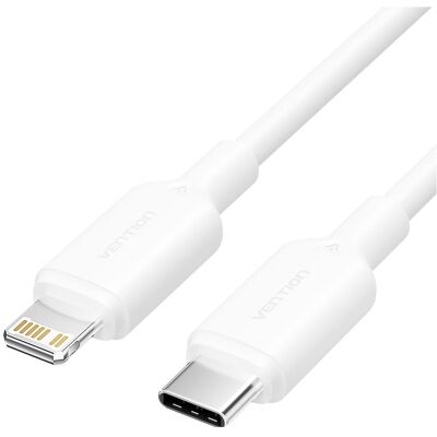 Vention Câble USB 2.0 Type-C Mâle vers Lightning Mâle 3A 1M Blanc Type PVC (1 m, USB 2.0, 27 W), Câble USB - Publicité Vention Câble USB 2.0 Type-C Mâle vers Lightning Mâle 3A 1M Blanc Type PVC (1 m, USB 2.0, 27 W), Câble USB - Publicité