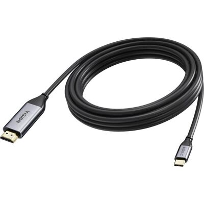 Vision « Câble USB-C vers HDMI 4K noir de 5 m » (5 m), Câble vidéo, Noir - Publicité Vision « Câble USB-C vers HDMI 4K noir de 5 m » (5 m), Câble vidéo, Noir - Publicité