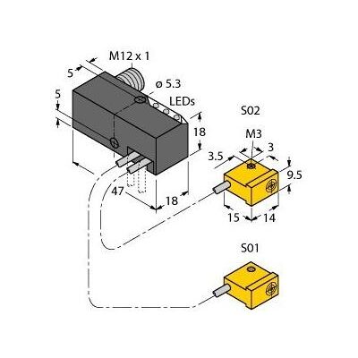 Turck NI2-Q9.5 - PNP, DC 10-30V, 2x NO - Capteur inductif - Publicité Turck NI2-Q9.5 - PNP, DC 10-30V, 2x NO - Capteur inductif - Publicité