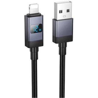Hoco Cable Cable USB A to Lightning 2,4A with display 1 m X118 black (1 m, 12 W), Câble USB - Publicité Hoco Cable Cable USB A to Lightning 2,4A with display 1 m X118 black (1 m, 12 W), Câble USB - Publicité