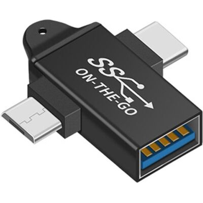 PowerGuard Adaptateur 2 en 1 USB 3.0 vers USB-C MicroUSB OTG, Câble USB - Publicité PowerGuard Adaptateur 2 en 1 USB 3.0 vers USB-C MicroUSB OTG, Câble USB - Publicité