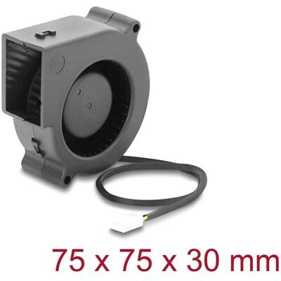 Delock Radiallüfter / Lüftergebläse 12 V DC 75 x 75 x 30 mm mit 3-Pin Lüfteranschluss, schwarz (75 mm, 1x), Ventilateur PC, Noir - Publicité Delock Radiallüfter / Lüftergebläse 12 V DC 75 x 75 x 30 mm mit 3-Pin Lüfteranschluss, schwarz (75 mm, 1x), Ventilateur PC, Noir - Publicité