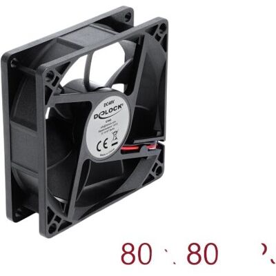 Delock Ventilateur axial 48 V CC, 80 x 80 x 25 mm, avec connecteur à 2 broches, noir (67446) (80 mm, 1x), Ventilateur PC, Noir - Publicité Delock Ventilateur axial 48 V CC, 80 x 80 x 25 mm, avec connecteur à 2 broches, noir (67446) (80 mm, 1x), Ventilateur PC, Noir - Publicité