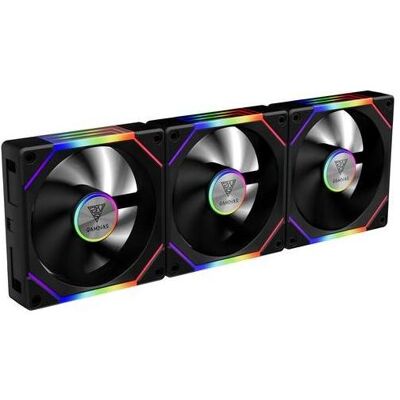 Gamdias Lot de 3 Ventilateurs de boitier Aeolus P2 RGB - 12cm (Noir) (120 mm, 3x), Ventilateur PC, Noir - Publicité Gamdias Lot de 3 Ventilateurs de boitier Aeolus P2 RGB - 12cm (Noir) (120 mm, 3x), Ventilateur PC, Noir - Publicité
