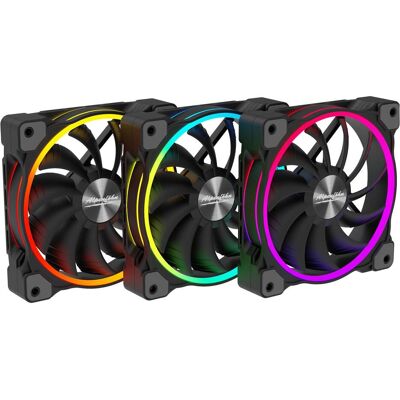 Alpenföhn Ventilateur PWM haute vitesse ARGB Wing Boost 3 de 120 mm, triple (120 mm, 3x), Ventilateur PC, Noir - Publicité Alpenföhn Ventilateur PWM haute vitesse ARGB Wing Boost 3 de 120 mm, triple (120 mm, 3x), Ventilateur PC, Noir - Publicité
