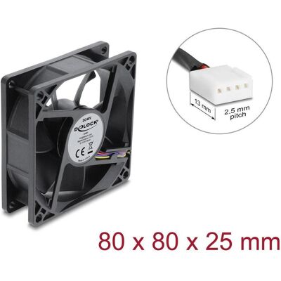 Delock Ventilateur axial 48 V CC, 80 x 80 x 25 mm, avec connecteur PWM à 4 broches, noir (67451) (80 mm), Ventilateur PC, Noir - Publicité Delock Ventilateur axial 48 V CC, 80 x 80 x 25 mm, avec connecteur PWM à 4 broches, noir (67451) (80 mm), Ventilateur PC, Noir - Publicité