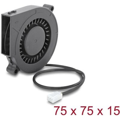 Delock Radiallüfter / Lüftergebläse 12 V DC 75 x 75 x 15 mm mit 3-Pin Lüfteranschluss, schwarz (75 mm, 1x), Ventilateur PC, Noir - Publicité Delock Radiallüfter / Lüftergebläse 12 V DC 75 x 75 x 15 mm mit 3-Pin Lüfteranschluss, schwarz (75 mm, 1x), Ventilateur PC, Noir - Publicité