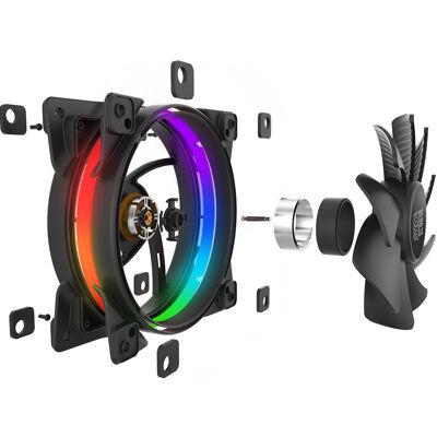 Pccooler Corona RGB 1 (120 mm, 1x), Ventilateur PC, Noir - Publicité Pccooler Corona RGB 1 (120 mm, 1x), Ventilateur PC, Noir - Publicité