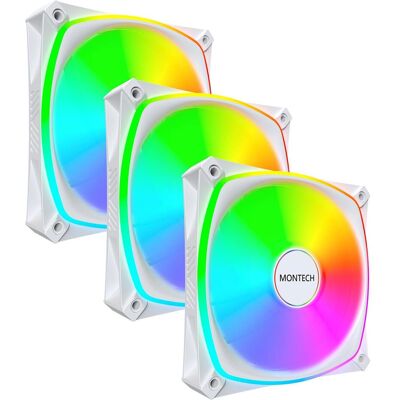 Montech RX120 PRO (120 mm, 3x), Ventilateur PC, Multicolore, Blanc - Publicité Montech RX120 PRO (120 mm, 3x), Ventilateur PC, Multicolore, Blanc - Publicité