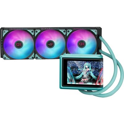 Asus ROG Ryuo IV SLC 360 ARGB MIKU, Refroidissement liquide CPU, Noir, Turquoise - Publicité Asus ROG Ryuo IV SLC 360 ARGB MIKU, Refroidissement liquide CPU, Noir, Turquoise - Publicité