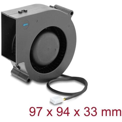 Delock Radiallüfter / Lüftergebläse 12 V DC 97 x 94 x 33 mm mit 3-Pin Lüfteranschluss, schwarz (97 mm, 1x), Ventilateur PC, Noir - Publicité Delock Radiallüfter / Lüftergebläse 12 V DC 97 x 94 x 33 mm mit 3-Pin Lüfteranschluss, schwarz (97 mm, 1x), Ventilateur PC, Noir - Publicité