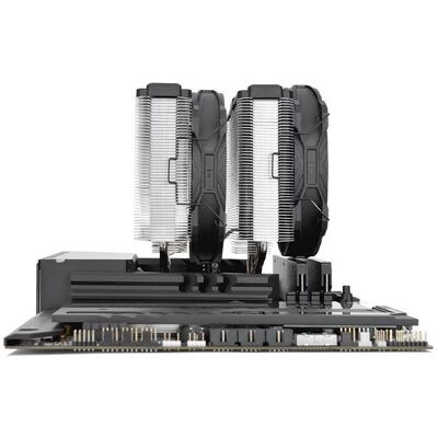 Thermaltake TT TOUGHAIR 710 Air Cooler Dual Tower CL-P110-CA14GM-A (165 mm), Ventirad processeur, Gris, Noir, Argent - Publicité Thermaltake TT TOUGHAIR 710 Air Cooler Dual Tower CL-P110-CA14GM-A (165 mm), Ventirad processeur, Gris, Noir, Argent - Publicité