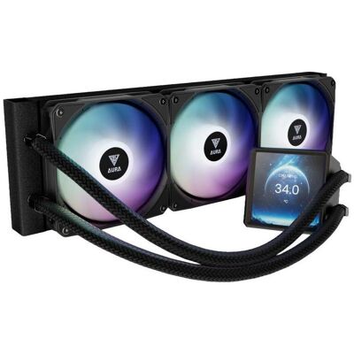 Gamdias Aura GL360 liquid processor cooler black LCD aRGB lighting, Refroidissement liquide CPU, Noir - Publicité Gamdias Aura GL360 liquid processor cooler black LCD aRGB lighting, Refroidissement liquide CPU, Noir - Publicité