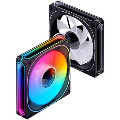 Jonsbo FR-505, ARGB 5V 3PIN, inversé - noir (120 mm, 1x), Ventilateur PC, Multicolore, Blanc, Noir - Publicité Jonsbo FR-505, ARGB 5V 3PIN, inversé - noir (120 mm, 1x), Ventilateur PC, Multicolore, Blanc, Noir - Publicité