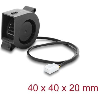 Delock Radiallüfter / Lüftergebläse 12 V DC 40 x 40 x 20 mm mit 3-Pin Lüfteranschluss, schwarz (40 mm, 1x), Ventilateur PC, Noir - Publicité Delock Radiallüfter / Lüftergebläse 12 V DC 40 x 40 x 20 mm mit 3-Pin Lüfteranschluss, schwarz (40 mm, 1x), Ventilateur PC, Noir - Publicité