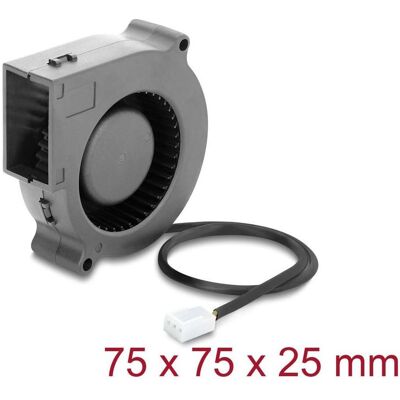 Delock Radiallüfter / Lüftergebläse 12 V DC 75 x 75 x 25 mm mit 3-Pin Lüfteranschluss, schwarz (75 mm, 1x), Ventilateur PC, Noir - Publicité Delock Radiallüfter / Lüftergebläse 12 V DC 75 x 75 x 25 mm mit 3-Pin Lüfteranschluss, schwarz (75 mm, 1x), Ventilateur PC, Noir - Publicité