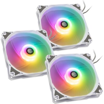 Ventilateurs PC Bitspower Notos RGB PWM 120mm Blanc - Pack de 3 - Publicité Ventilateurs PC Bitspower Notos RGB PWM 120mm Blanc - Pack de 3 - Publicité