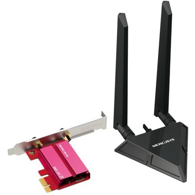 Mercusys MA49BE BE9300 Tri-Band WiFi7 PCIe adapter (PCI-E x1), Carte réseau, Noir - Publicité Mercusys MA49BE BE9300 Tri-Band WiFi7 PCIe adapter (PCI-E x1), Carte réseau, Noir - Publicité