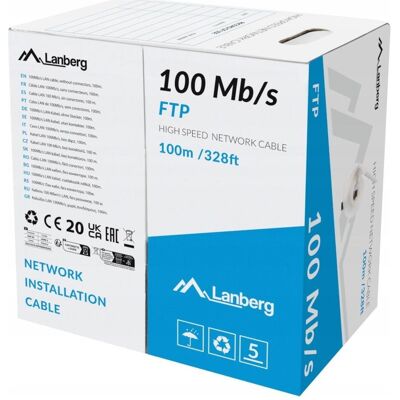 Lanberg LAN-Kabel FTP 100MB/s CCA Draht 100m Grau (FTP, 100 m), Câble réseau - Publicité Lanberg LAN-Kabel FTP 100MB/s CCA Draht 100m Grau (FTP, 100 m), Câble réseau - Publicité