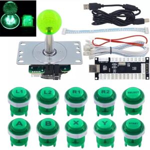 NoName Kit boutons et joystick d'arcade rétroéclairés par LED - Vert (Framboise Pi 3), Manette : accessoires, Vert - Publicité NoName Kit boutons et joystick d'arcade rétroéclairés par LED - Vert (Framboise Pi 3), Manette : accessoires, Vert - Publicité