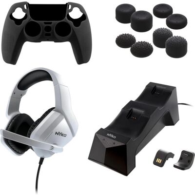 Nyko Deluxe Master Pak for PlayStation 5 Spiele-Controllerzusatz (PS5), Manette : accessoires, Blanc, Noir - Publicité Nyko Deluxe Master Pak for PlayStation 5 Spiele-Controllerzusatz (PS5), Manette : accessoires, Blanc, Noir - Publicité