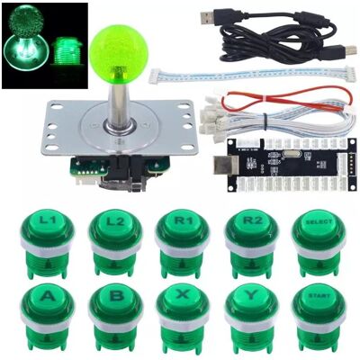 NoName Kit boutons et joystick d'arcade rétroéclairés par LED - Vert (Framboise Pi 3), Manette : accessoires, Vert - Publicité NoName Kit boutons et joystick d'arcade rétroéclairés par LED - Vert (Framboise Pi 3), Manette : accessoires, Vert - Publicité