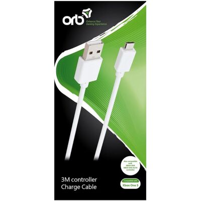 ORB Câble de charge du contrôleur (câble de 3m) - pour Xbox One S (Xbox One S), Manette : accessoires, Blanc - Publicité ORB Câble de charge du contrôleur (câble de 3m) - pour Xbox One S (Xbox One S), Manette : accessoires, Blanc - Publicité