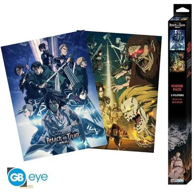 Ensemble de 2 posters Attack on Titan - Style chibi - 38 x 52 cm - Publicité Ensemble de 2 posters Attack on Titan - Style chibi - 38 x 52 cm - Publicité