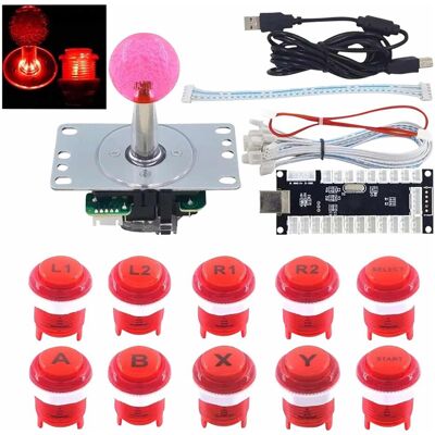 NoName Kit boutons et joystick d'arcade rétroéclairés par LED - RED (Framboise Pi 3), Manette : accessoires, Rouge - Publicité NoName Kit boutons et joystick d'arcade rétroéclairés par LED - RED (Framboise Pi 3), Manette : accessoires, Rouge - Publicité