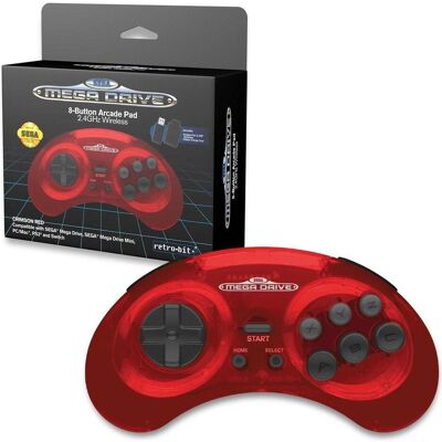 retro-bit Manette sans fil Sega Mega Drive 2,4 GHz à 8 boutons, de type « Arcade Pad », pour Sega Genesis (Android, Framboise Pi 3, Mac, PC, PS3, Switch), Manette, Rouge - Publicité retro-bit Manette sans fil Sega Mega Drive 2,4 GHz à 8 boutons, de type « Arcade Pad », pour Sega Genesis (Android, Framboise Pi 3, Mac, PC, PS3, Switch), Manette, Rouge - Publicité