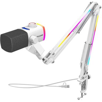 Fifine AM8 ProT-W RGB Gaming Mikrofon + Mikrofonarm weiss, Microphone - Publicité Fifine AM8 ProT-W RGB Gaming Mikrofon + Mikrofonarm weiss, Microphone - Publicité