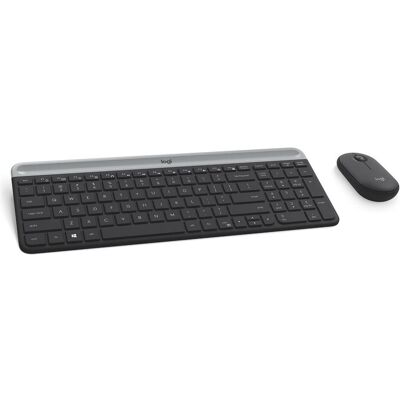 Logitech MK470 Slim (NL, Sans fil), Clavier, Gris - Publicité Logitech MK470 Slim (NL, Sans fil), Clavier, Gris - Publicité