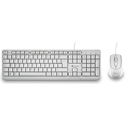 NGS PACK 2EN1 (CLAVIER/SOURIS) COCOA (BLANC) (FR, Filaire), Clavier, Blanc, Gris - Publicité NGS PACK 2EN1 (CLAVIER/SOURIS) COCOA (BLANC) (FR, Filaire), Clavier, Blanc, Gris - Publicité