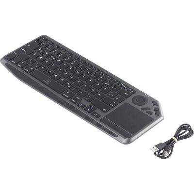 Renkforce RF-WLBTKB-300 Bluetooth, Funk Tastatur Deutsch, QWERTZ Schwarz Integr (DE, Sans fil), Clavier, Noir - Publicité Renkforce RF-WLBTKB-300 Bluetooth, Funk Tastatur Deutsch, QWERTZ Schwarz Integr (DE, Sans fil), Clavier, Noir - Publicité