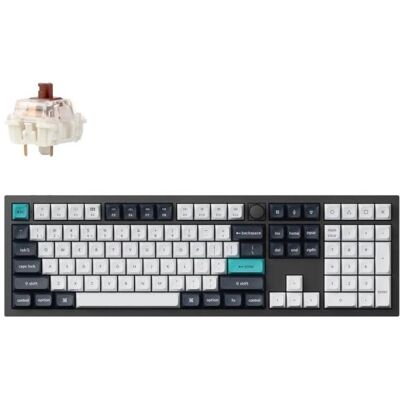 Keychron Q6 Max Swappable RGB Backlight Brown Switch Knob Version ISO Layout Italian - Black (PBT Caps) (IT, Filaire, Sans fil), Clavier, Noir - Publicité Keychron Q6 Max Swappable RGB Backlight Brown Switch Knob Version ISO Layout Italian - Black (PBT Caps) (IT, Filaire, Sans fil), Clavier, Noir - Publicité
