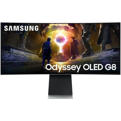 Samsung Odyssey OLED G8 - G85SD (3440 x 1440 pixels, 34"), Moniteur, Argent - Publicité Samsung Odyssey OLED G8 - G85SD (3440 x 1440 pixels, 34"), Moniteur, Argent - Publicité