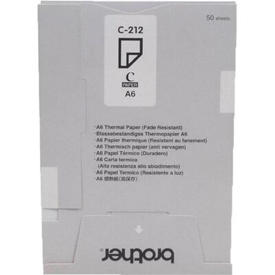 Brother C-212S, Papier thermique A6 / 50 feuilles, Imprimante : accessoires - Publicité Brother C-212S, Papier thermique A6 / 50 feuilles, Imprimante : accessoires - Publicité